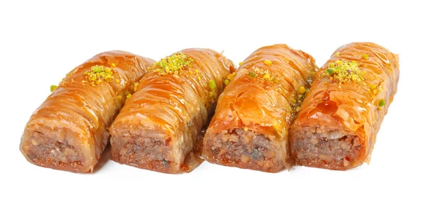 土耳其Ramadan Dessert Baklava在白色上被隔离 — 图库照片