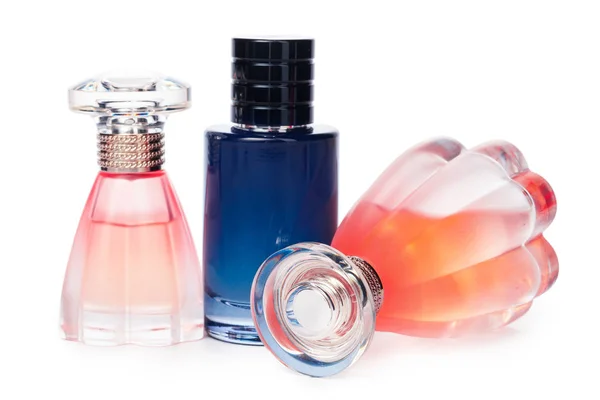 Frascos Perfume Aislados Sobre Fondo Blanco — Foto de Stock