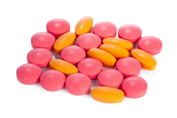 Pílulas Coloridas Isoladas Branco — Fotografia de Stock