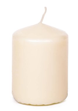 Balmumu renkli mum beyaz arkaplanda izole edilmiş.