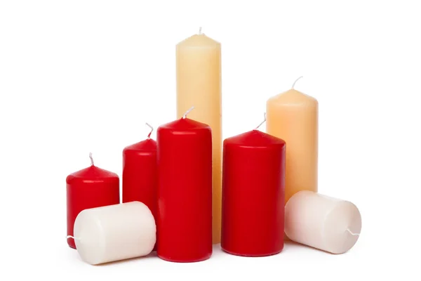 Many Colorful Candles Isolated White Background — Stock Photo, Image