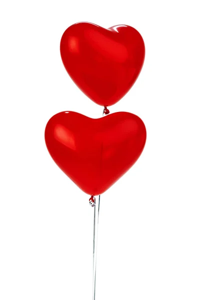 Des Ballons Air Bouquet Ballons Rouges Forme Coeur — Photo