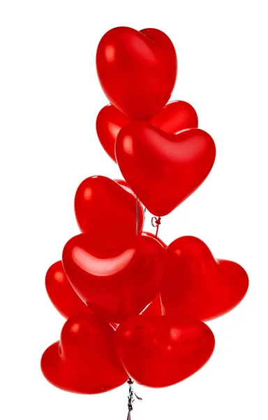 Des Ballons Air Bouquet Ballons Rouges Forme Coeur — Photo