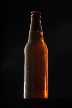 Koyu arkaplanda bira şişesi, boşluğu kopyala
