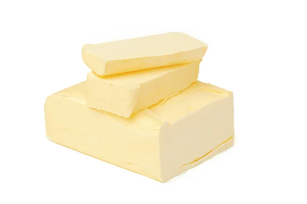 Block of butter isolated on white background — Stock Photo, Image