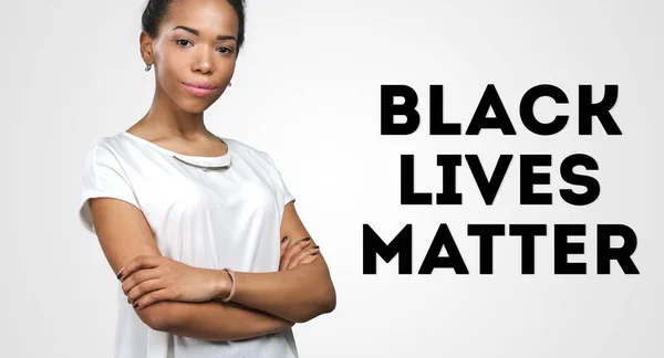 Black lives matter. Anti-racism concept with portrait of black woman