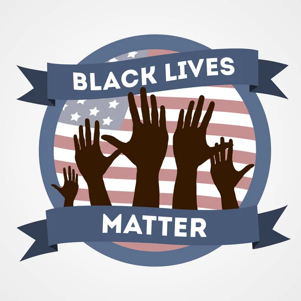 Black lives matter. Anti-racism concept with peoples hands against american flag