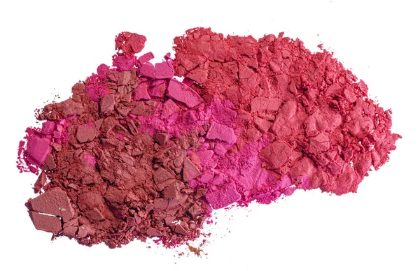 Smashed rosa blush cosmetici isolati su sfondo bianco — Foto Stock