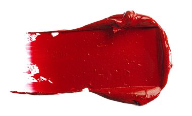 Beyaz arka planda ruj örneği. Kapat..