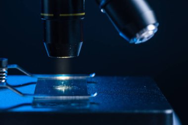 Mikroskop koyu arkaplana yakın olsun.