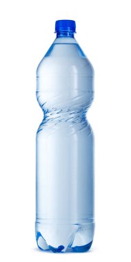 Beyaz üzerine izole edilmiş büyük plastik su şişesi.