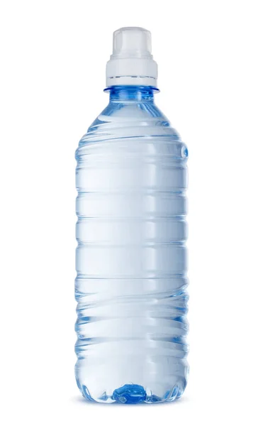 Piccola bottiglia di acqua minerale in plastica isolata su bianco — Foto Stock
