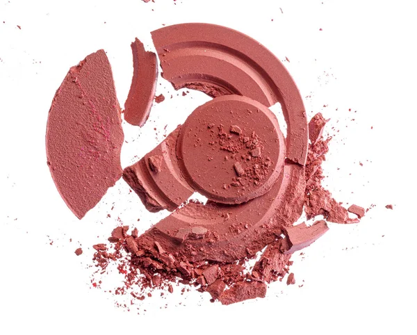 Smashed rosa blush cosmetici isolati su sfondo bianco — Foto Stock