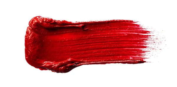 Macchia campione di rossetto rosso opaco su sfondo bianco — Foto Stock