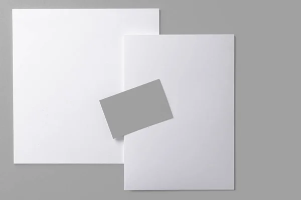 Business mock up cards with copy space on grey — Stock Photo, Image