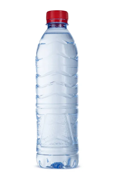 Kleine Flasche Mineralwasser in Kunststoff isoliert auf weiß — Stockfoto