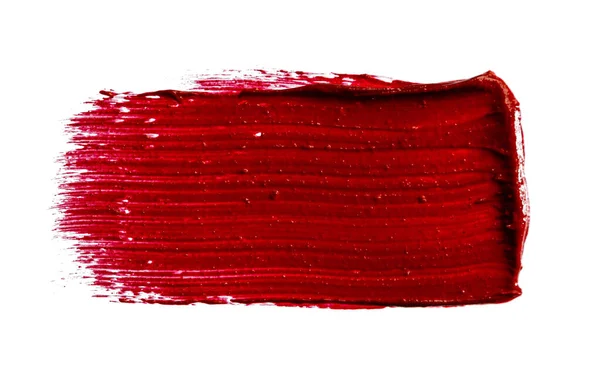 白い背景に赤いマットの口紅のステンレス製の腕時計 — ストック写真