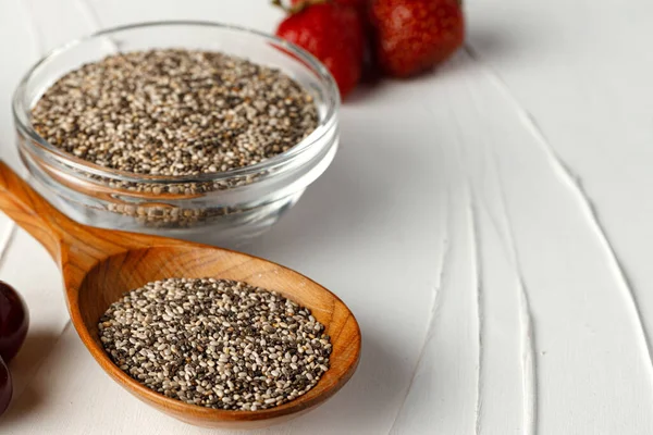 Bowl with raw chia seeds close up — Stock Photo, Image