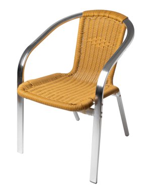 Beyaz arka planda izole edilmiş bir bahçe sandalyesi