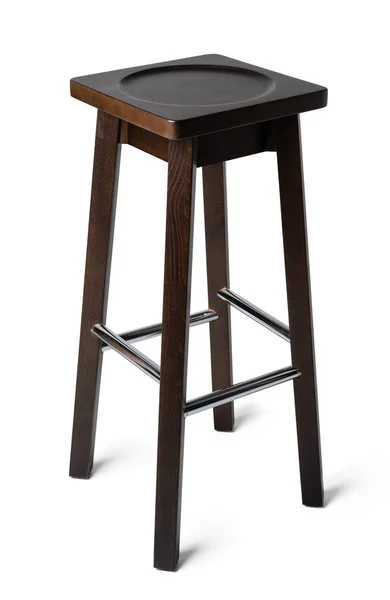 High wooden bar stool isolated on white — Stock Photo, Image