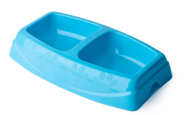 New plastic pet bowl isolated on white — Stock Photo, Image