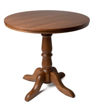 Oval ahşap klasik masa beyaz üzerine izole