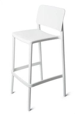 Yüksek plastik bar taburesi beyaza izole edilmiş