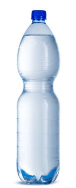 Beyaz üzerine izole edilmiş büyük plastik su şişesi.