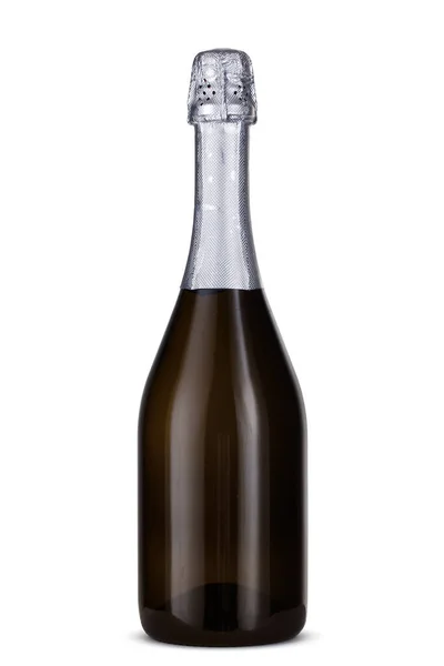 Glas Champagnerflasche isoliert auf weißem Hintergrund — Stockfoto