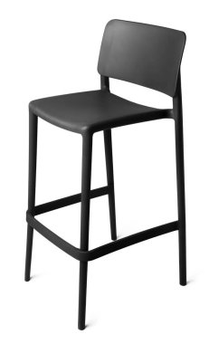 Yüksek plastik bar taburesi beyaza izole edilmiş