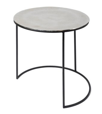 Süslü metal sehpa beyaz üzerine izole edilmiş.