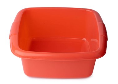 Yeni plastik parlak leğen beyaza izole edilmiş.