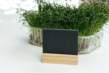 Kopya alanı olan mikro yeşil ve siyah fiyat etiketi