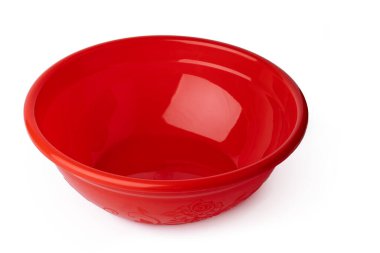 Yeni plastik parlak leğen beyaza izole edilmiş.