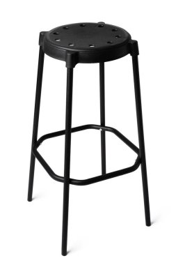 Yüksek plastik bar taburesi beyaza izole edilmiş