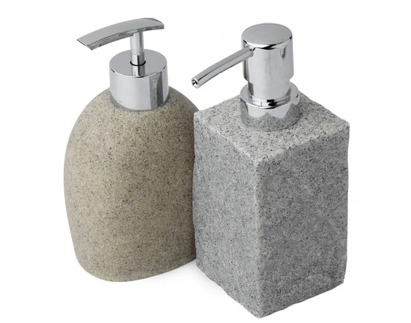 Ceramic stone-like soap dispenser isolated on white — Stock Photo, Image