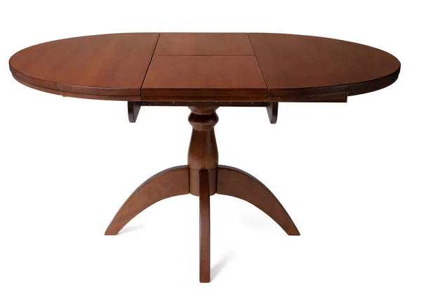 Owalny drewniany klasyczny stół izolowany na białym — Zdjęcie stockowe