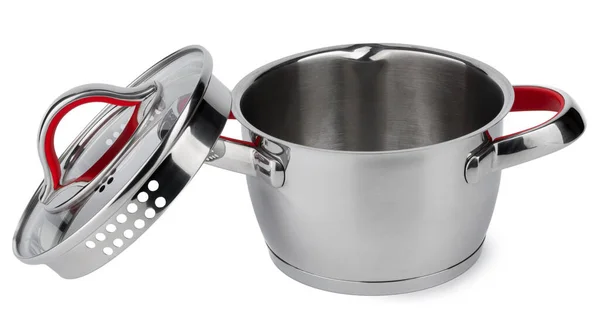 New metal cooking pot isolated on white — Stock Photo, Image