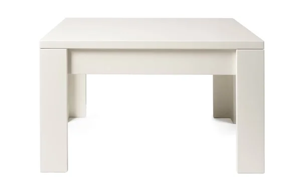 흰색으로 분리 된 직사각형 테이블이 있는 나무 테이블 — 스톡 사진