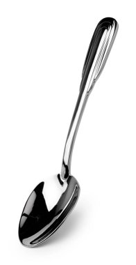 Metal çelik kaşık beyaz arkaplanda izole