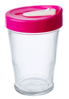 Kapağı beyaz cam bardak.