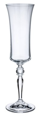 Beyaz arka planda izole edilmiş boş şampanya kadehi