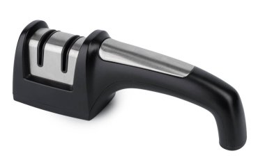 Yeni siyah bıçak bileyicisi beyaza izole edilmiş.