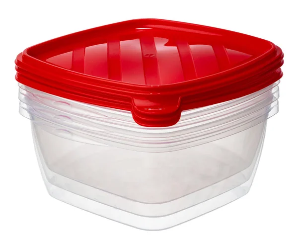 Plastic storage container for food isolated on white — Stock Photo, Image