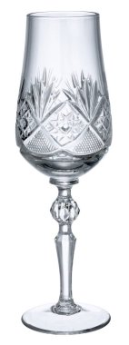 Beyaz arka planda izole edilmiş boş şampanya kadehi