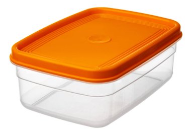 Beyaza izole edilmiş yiyecekler için plastik depolama konteynırı