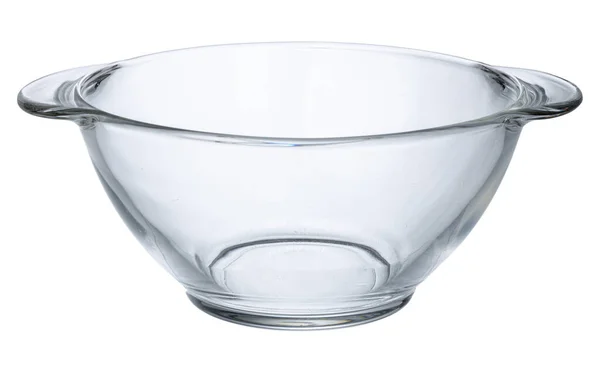 Tigela de vidro vazio isolado no fundo branco — Fotografia de Stock