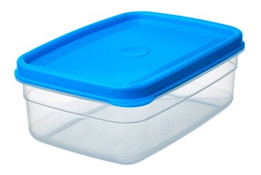 Beyaza izole edilmiş yiyecekler için plastik depolama konteynırı