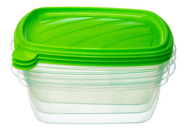 Recipiente de armazenamento de plástico para alimentos isolados em branco — Fotografia de Stock