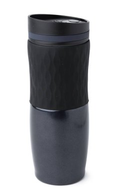 Beyaz arkaplanda izole edilmiş yeni plastik termokap